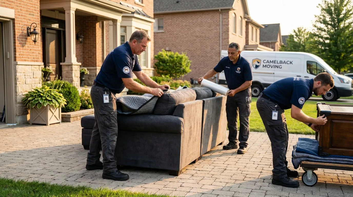 Large estate moving crew wrapping furniture in Port Reading, NJ