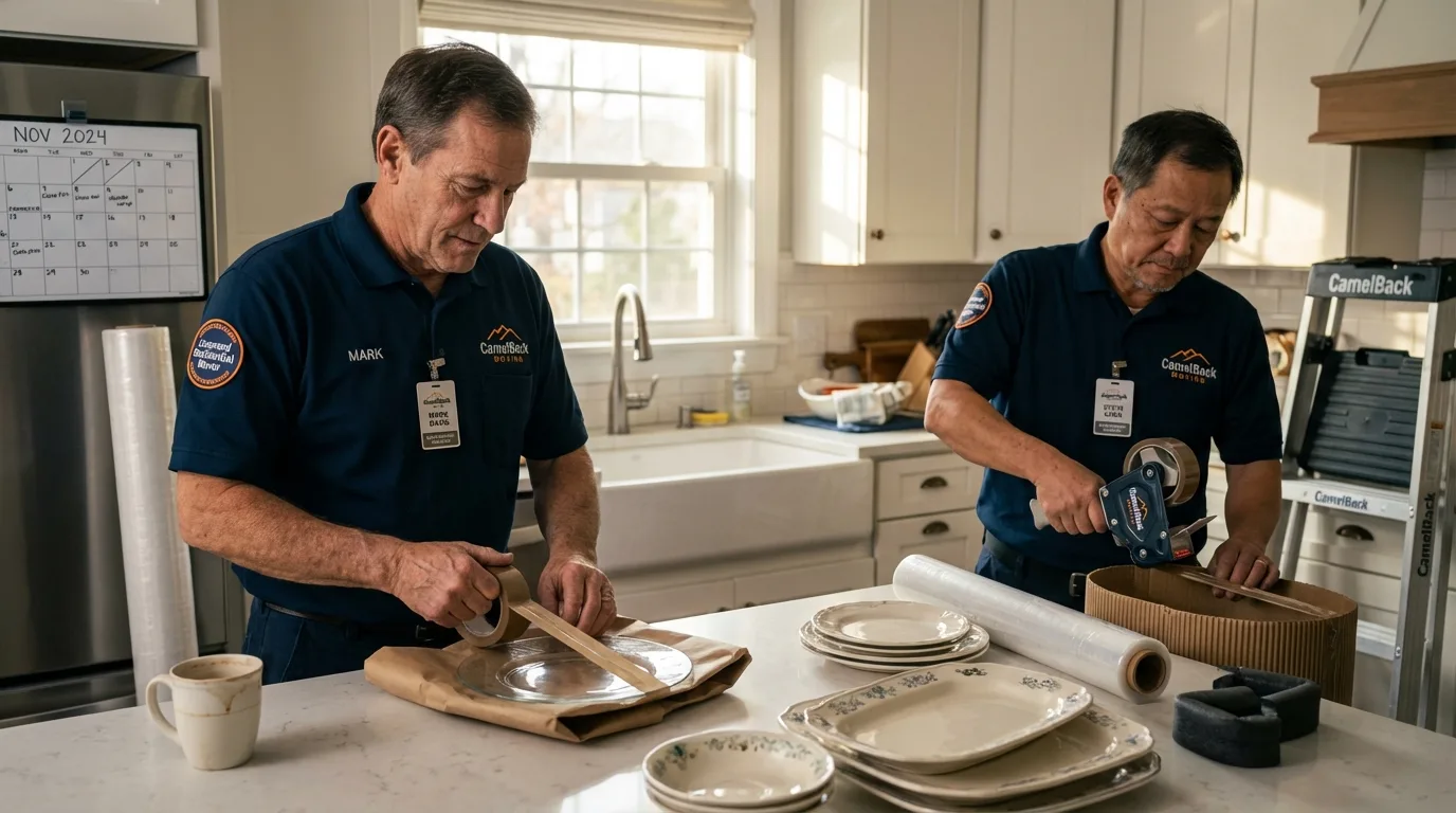 Professional crew packing kitchen dishware in Port Reading, NJ